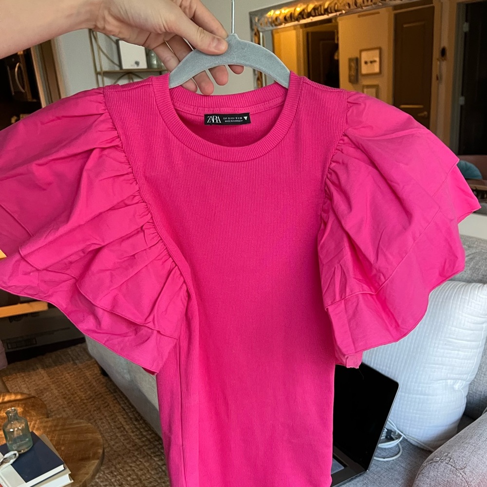 Never worn!! Hot pink Zara one piece blouse